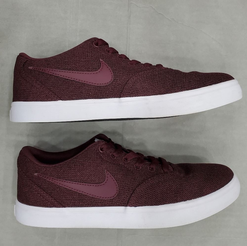 Nike SB Check sneakers women's size 9 burgundy knit fabric SolarSoft insole - Picture 6 of 15